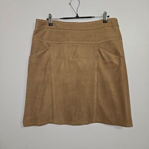 B#63 J.McLaughlin Tan Suede A-Line Mini Skirt Size 6‎
